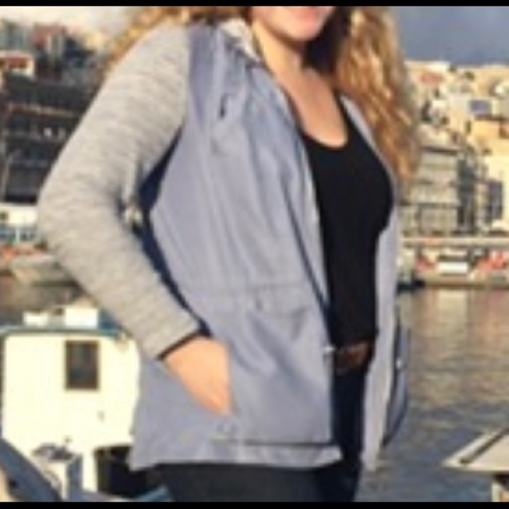 JouJou Blue hooded utility jackets w/sweatshirt sleeves sleeves (L)